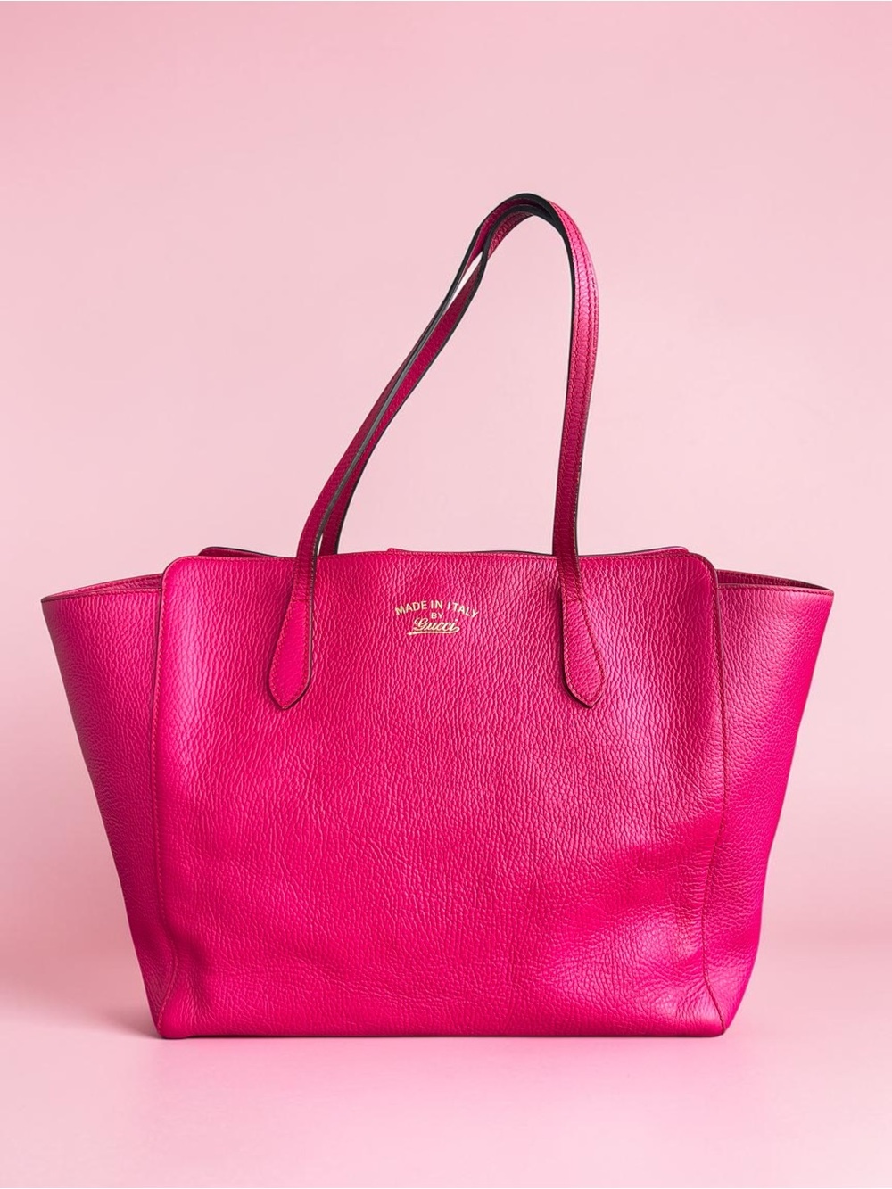 Gucci Hot Pink Pebbled Leather Tote Shoulder Bag